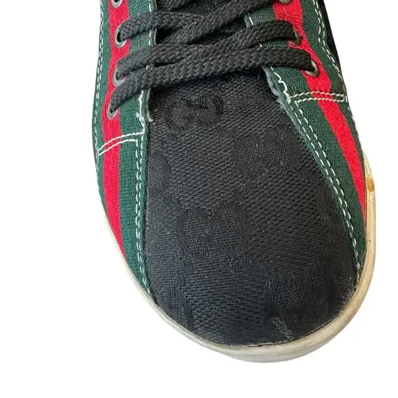 Vintage Gucci Sneakers Black Red Green White Logo Shoes EU Size 40 Women's US 8 - Picture 7 of 12